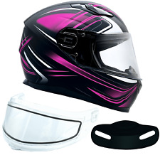 Adult Pink Snowmobile Helmet Full Face Double Pane Shield Sledding Snow Machine picture