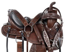 Comfy Trail Western Pleasure Horse Saddle 15 16 17 18 Tooled Leather Tack Set picture