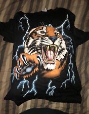 Vintage 90s American Thunder Tiger Roar Lightning Animal T-Shirt Adult Size XL picture