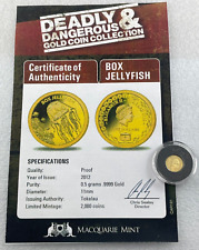 2012 Tokelau Box Jellyfish Deadly & Dangerous 0.5g 9999 Gold Coin Macquarie Mint picture