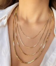 Box Link Chain 10K 14K Real Gold 1mm-2.85mm Diamond Cut Necklace Men Women picture