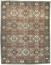 Rare Geometric Design Antique Muted 10X13 Oriental Rug Distressed Vintage Carpet picture