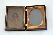 VINTAGE QUARTER Plate Beautiful Double ONE Ambrotype in GEOMETRIC DESIGN CASE picture