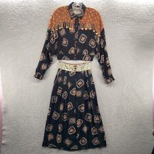 Vintage Platinum Dorothy Schoelen Top Skirt Set M Black Elephant Safari 2 Piece picture
