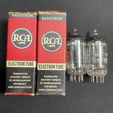 NOS MATCHED PAIR RCA 12AU7 [] Getters Black Plates VACUUM TUBES TESTED 9.10399.C picture
