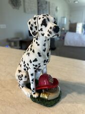 Rare Vintage Living Stone Fireman Dalmation Dog Figurine with Fire Hat 8.5