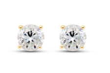 1/2 Ctw Round Lab Created Moissanite Stud Earrings 10K Solid Yellow Gold picture