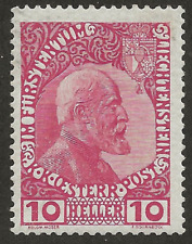 Liechtenstein 1912 Sc# 2 MLH 10 Heller Stamp Thick Chalky Paper Type picture