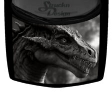 Grayscale Dark Vivid Dragon Spikes Hood Truck Wrap Vinyl Car Graphic Decal picture