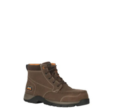 Men's Dark Brown Premium Leather Round Composite Toe Work Boots - 5 day delivery picture
