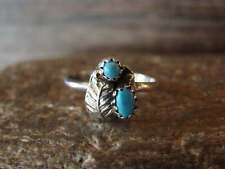 Navajo Sterling Silver Feather & Turquoise Ring by Roselene Joe Size 8 picture