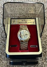 Vintage Bulova Watch AccuQuartz 10k Rolled Gold Plated With The Date With Box picture