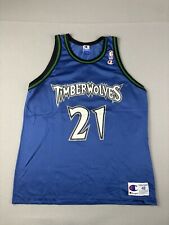 Vintage Champion Minnesota Timberwolves Jersey Size 44 Kevin Garnett #21 NBA 90s picture