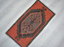 Red Antique Handmade Rug, 1.5x2.8ft, Turkish Geometric Rug, Small Vintage Rug, picture
