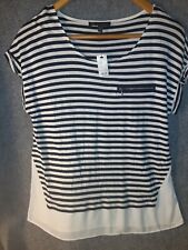 Outback Red Striped Top Women's Med Medium Faux Pocket Zipper picture