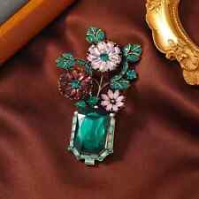 Vintage New French Green Crystal  Brooch Personality Elegant Luxury Corsage Pin picture