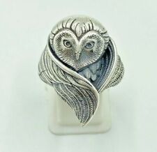 Rare ANTIQUE SILVER Owl Ring Gothic Owl Ring Adjustable Statement Ring 925 Silve picture