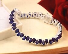 16.20ct Pear cut Blue Sapphire Women tennis Bracelet in 925 Sterling silver picture