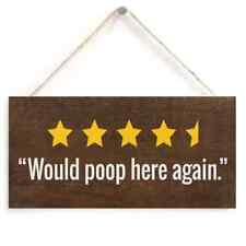 Bathroom Novelty Wooden Rating Plaque - Would Poop Here Again 4.5 Stars picture
