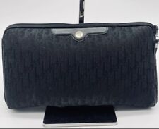 ⭐️ CHRISTIAN DIOR Clutch Handbag Trotter Logo Monogram Black Canvas Leather picture