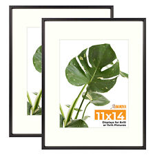 2 Pack 8x10 11x14 12x12 12x16 16x20 Aluminum Picture Frame Real Glass Ivory Mat picture