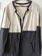 Belldini Cardigan Beige and Black Open Front Long Sleeves Two Pockets  Size L picture