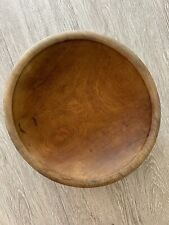 Vintage Turned Wooden Bowl Out Of Round 10.5”x11” Handcrafted Folk Rustic picture