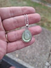 Silver Vaseline Uranium Glass Pendant Necklace picture