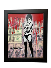 Rare Banksy Graffiti Art Pop Art Rose Money Original Painting (2015) picture