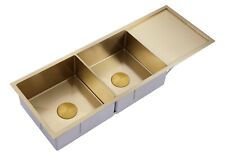 Burnished brass gold stainless steel double bowl kitchen sink w drainer r10 mm picture