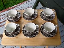 Antique Myott Royal Mail Staffordshire 6 Cups & Saucers Edgewood Pattern England picture