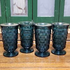 Vintage Indiana Whitehall Colony Cubist Riviera Blue Iced Tea Glass Set Of 4 picture