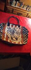 Tiger Americn Flag Red White Blue Busch Gardens Large Canvas Duffel Bag RARE picture
