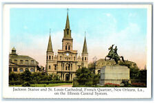 c1930's Jackson Statue St. Louis Cathedral New Orleans Louisiana LA Postcard picture