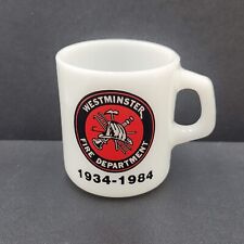 Vintage Westminster Fire Department Coffee Mug Galaxy Milk Glass 1984 picture