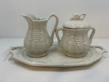 Red Cliff Ironstone Grape Creamer and Sugar with Underplate picture