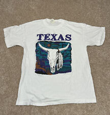 Vintage Texas Dallas Single Stitch T-Shirt Southwest Cow Skull Sz XL White picture