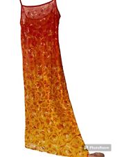 Vintage 1998 Vivienne Tam Runway Fiery Floral Sequin Semi Sheer Midi Dress Y2K picture
