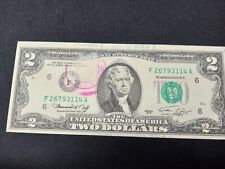 RARE $2 Dollar Bill 1976 serie F.   ERROR  issue stamped less Crispy... picture