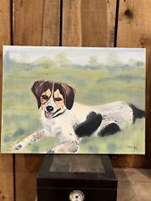 Vintage Original Oil Dog Painting On Canvas Signed MYK 83 picture