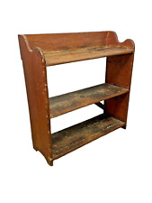 red wash  PA antique bucket bench cut out primitive crock shelf 1800s lancaster picture