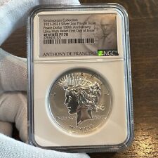 1921-2021 Smithsonian 2oz 100th Ann Peace Dollar Reverse PF70 First Day of Issue picture