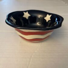 Gail Pittman USO Medium Patriotic Red, White, and Blue Scalloped Bowl picture