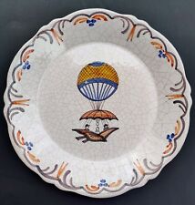 Antique Nevers France Plate Hot Air Balloon Montgolfier Revolutionary 18 19th C. picture