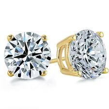 Moissanite Earrings 14K Solid Yellow Gold Solitaire Stud 4mm-10mm(0.50ct-8.00ct) picture