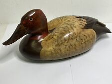 Vintage 1979 Tom Taber Signed Hand Carved Solid Wood Canvasback Duck Decoy picture
