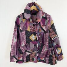 Damee Jacket Womens S NYC Watercolor Geometric MCM Print Multicolor Puff Neck picture