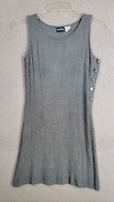 Vintage 90s Sheath Dress Small Grey Honors Sleeveless Casual Button Side picture
