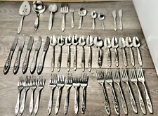 42 pc Vintage Oneida Craft Deluxe Stainless Flatware Lasting Rose inc Serving picture
