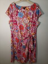 NWOT TALBOTS Dress Island Paisley Colorful Pink Red Floral Retro Tied Waist 1XP  picture